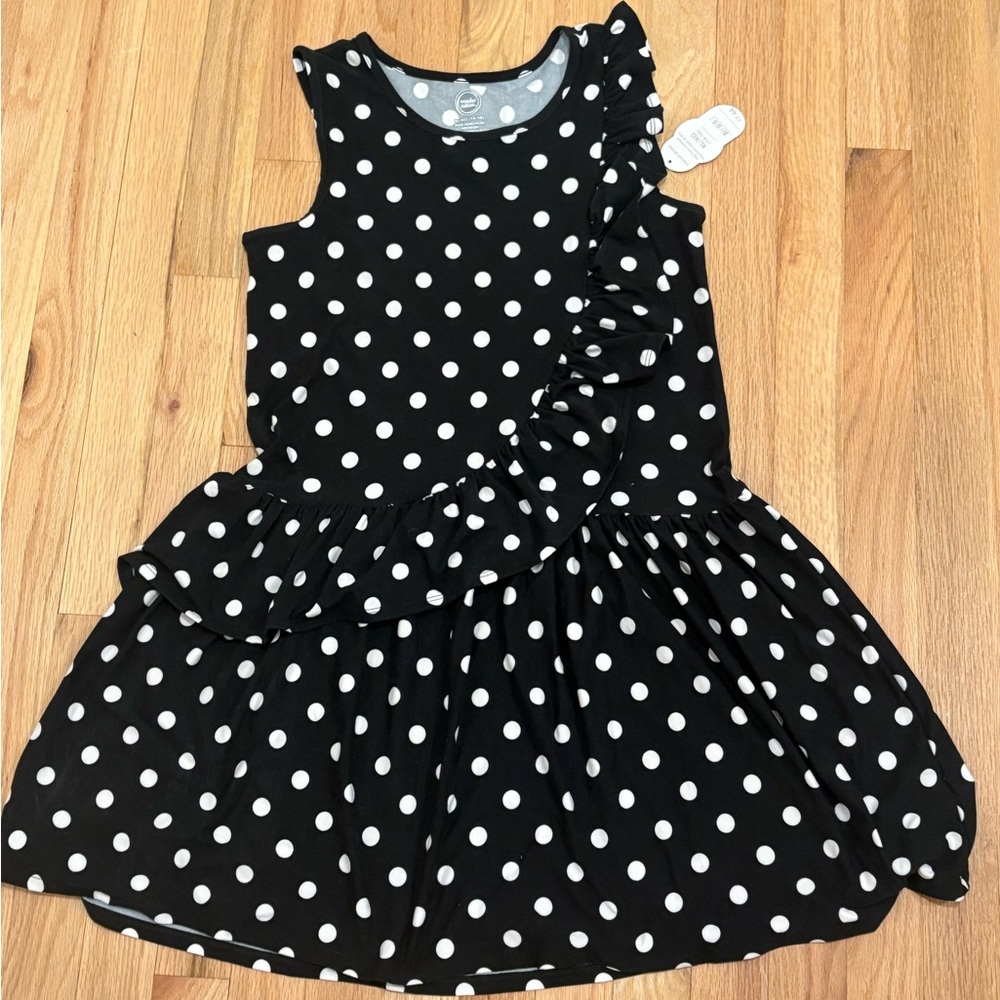 Wonder Nation Black and White Polka Dot Dress